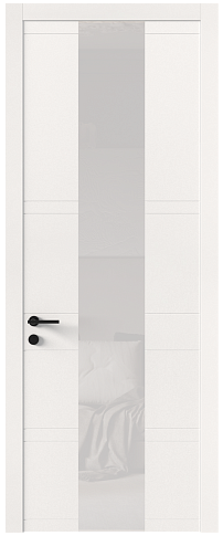 Дверь Tivoli Ж-2 Белоснежная мягкая шагрень со стеклом